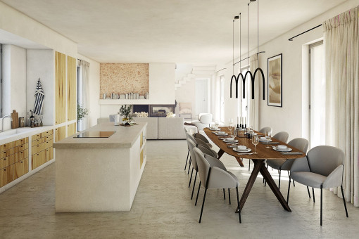 Cosina abierta con comedor