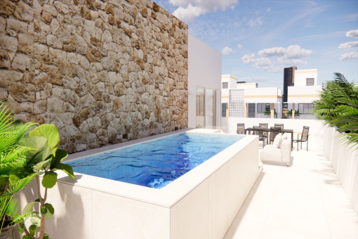 Terraza en la azotea con piscina privada