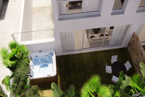 Jardín con jacuzzi