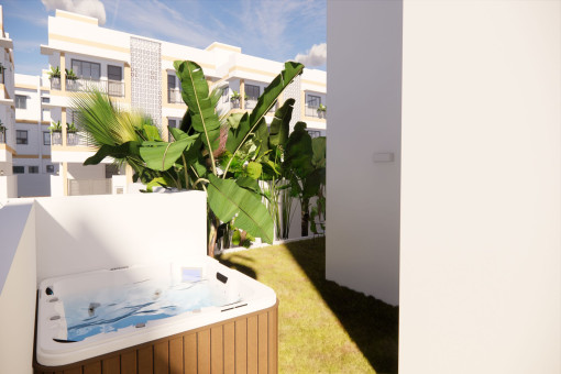 Jardín con jacuzzi