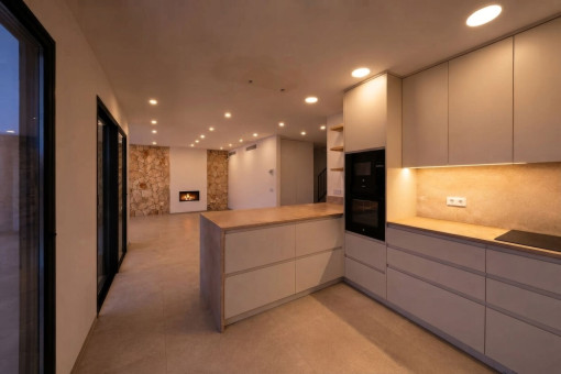 Cocina con luces de noche